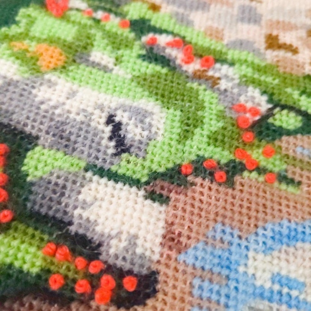 Vintage 1983 Dimensions Needlepoint Kit Springtime Reflections Almost Completed - Picture 5 of 11